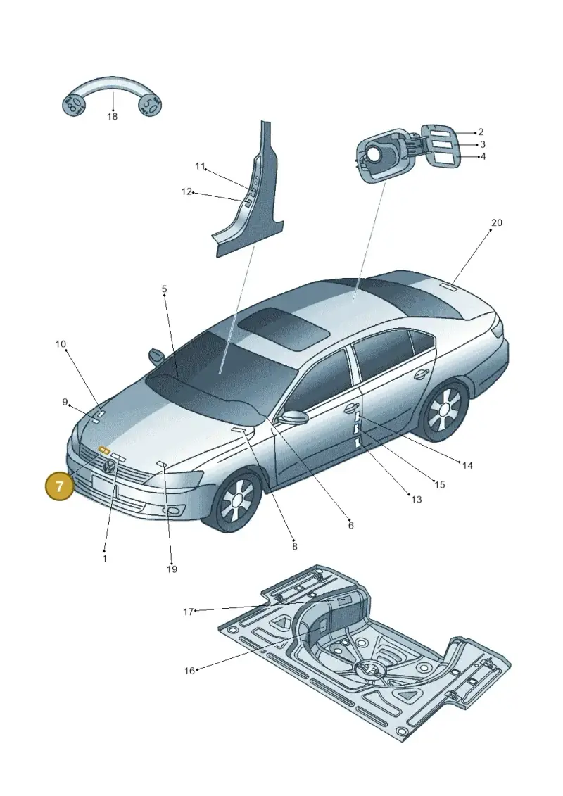 1K0010763C — Volkswagen Jetta (2013-2014) diagram 692010000, position 7