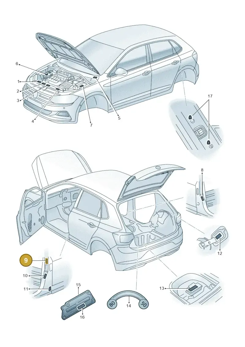 1K0010833P — Volkswagen Taigo (2021-2024) diagram 837010000, position 9