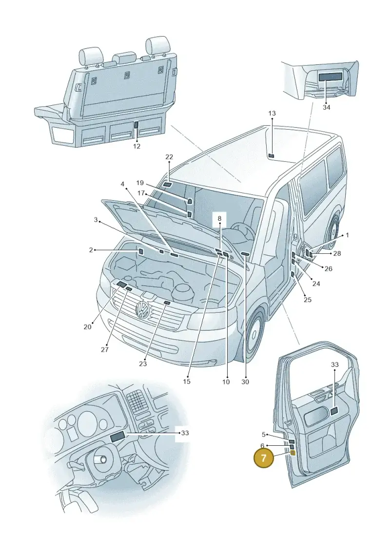 1K0010833P — Volkswagen Transport. multivan (2019-2024) diagram 861010000, position 7