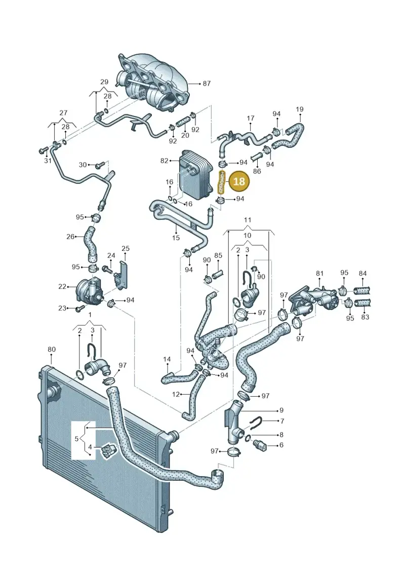 1K0121058BH — Volkswagen Tiguan 4Motion (2011-2018) diagram 634121140, position 18