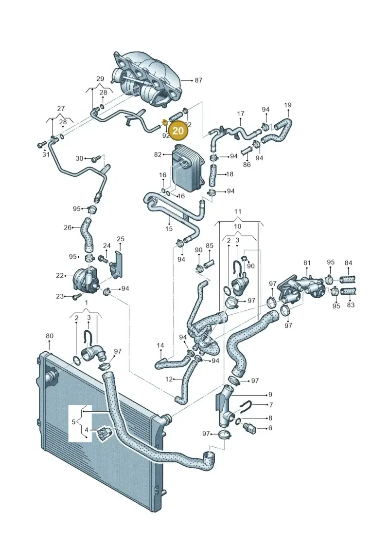 1K0121058BR — Volkswagen Tiguan 4Motion (2011-2018) diagram 634121140, position 20