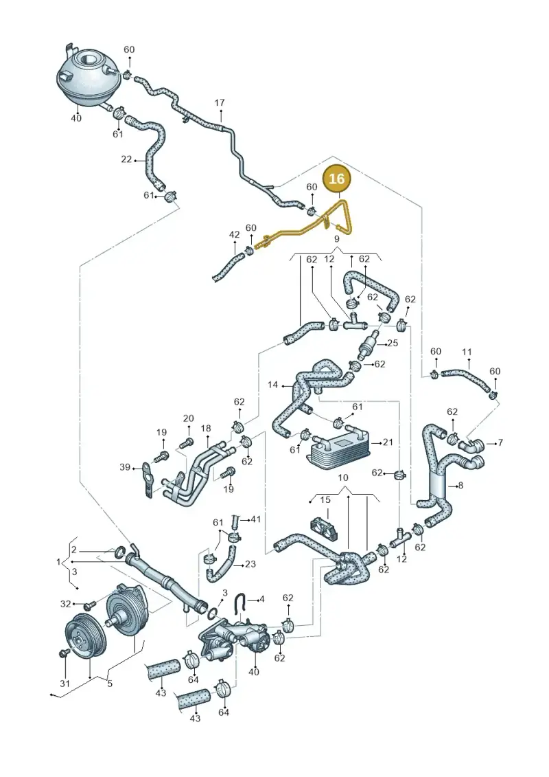 1K0121070CA — Volkswagen Jetta (2014-2017) diagram 625121160, position 16