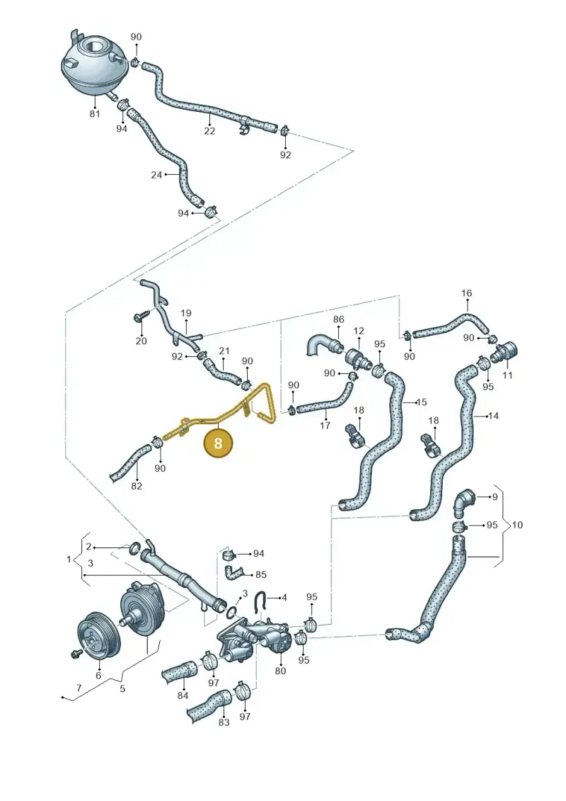 1K0121070CA — Volkswagen Tiguan 4Motion (2011-2018) diagram 634121150, position 8