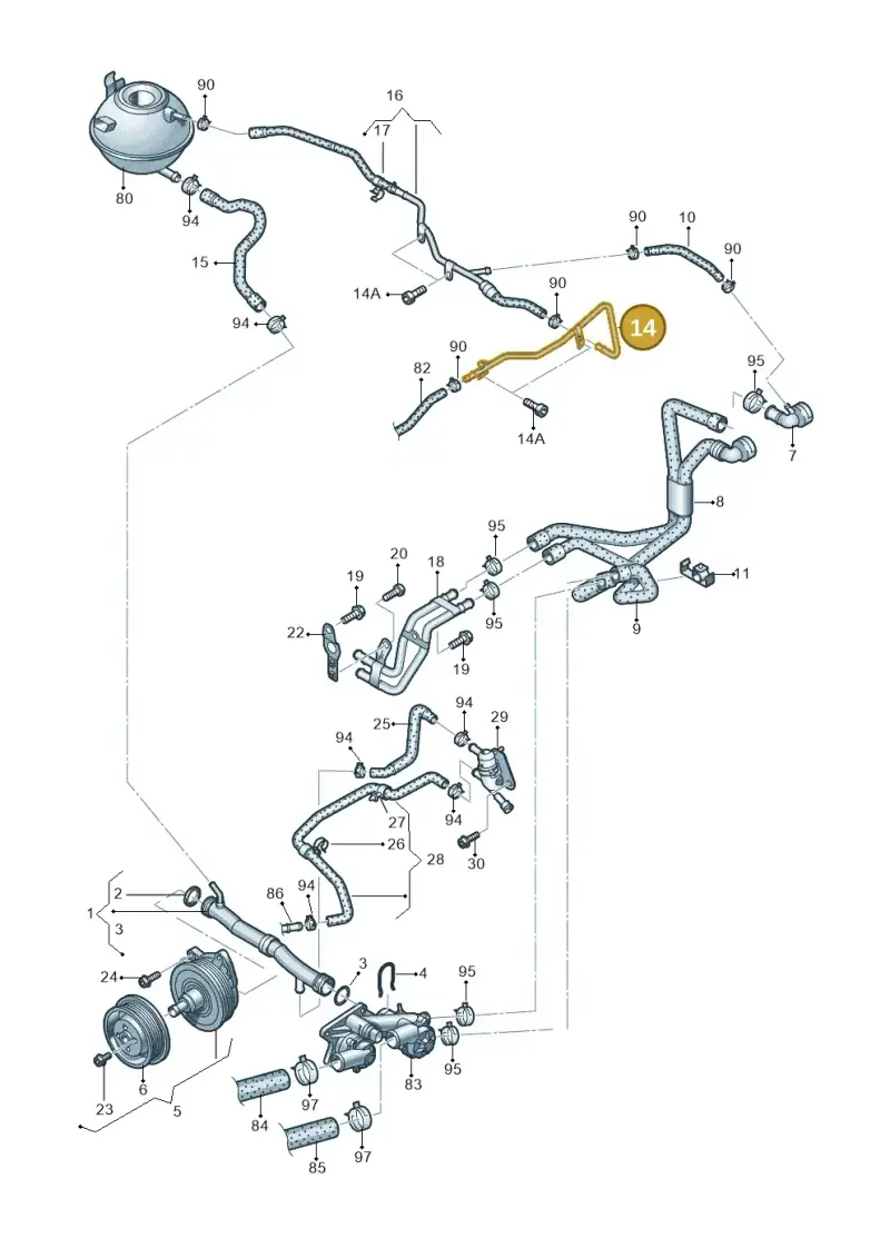 1K0121070CA — Volkswagen Passat CC (2011-2016) diagram 702121200, position 14