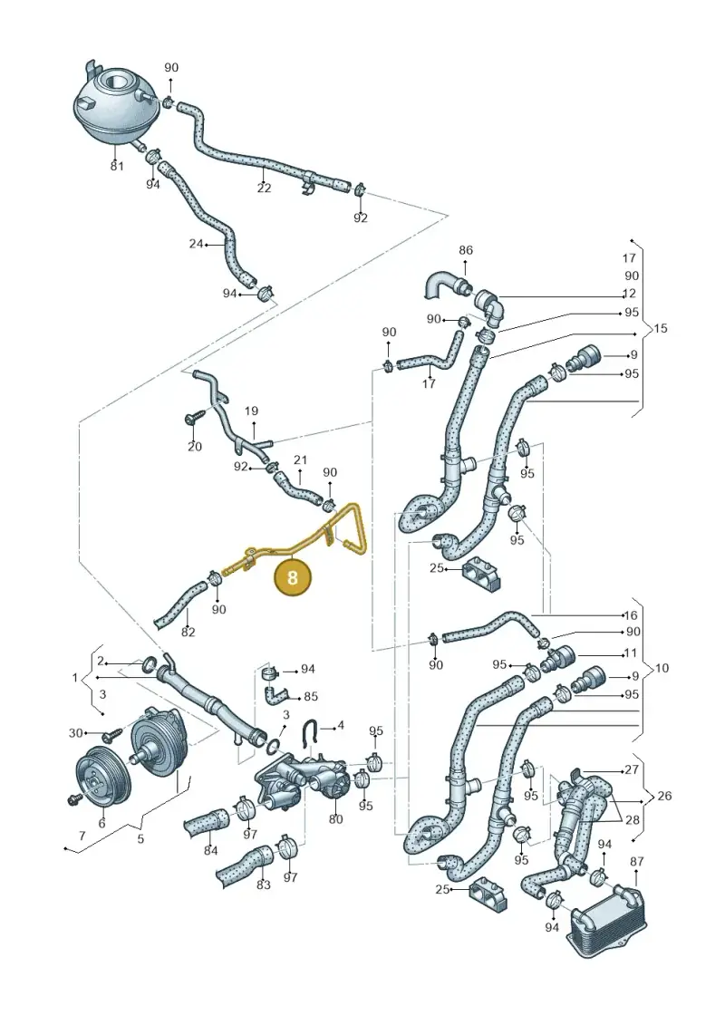 1K0121070CA — Volkswagen Tiguan 4Motion (2011-2018) diagram 719121160, position 8