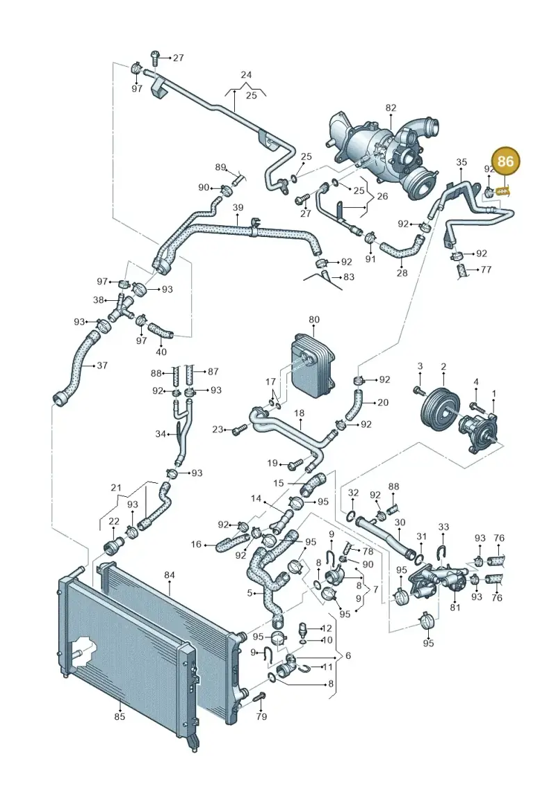 1K0121073BP — Volkswagen Golf estate (2009-2013) diagram 625121130, position 86