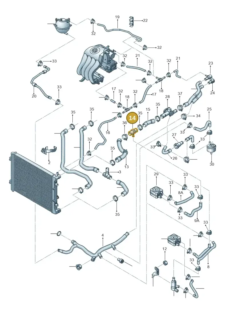 1K0121087AE — Volkswagen Jetta (2014-2017) diagram 692121510, position 14