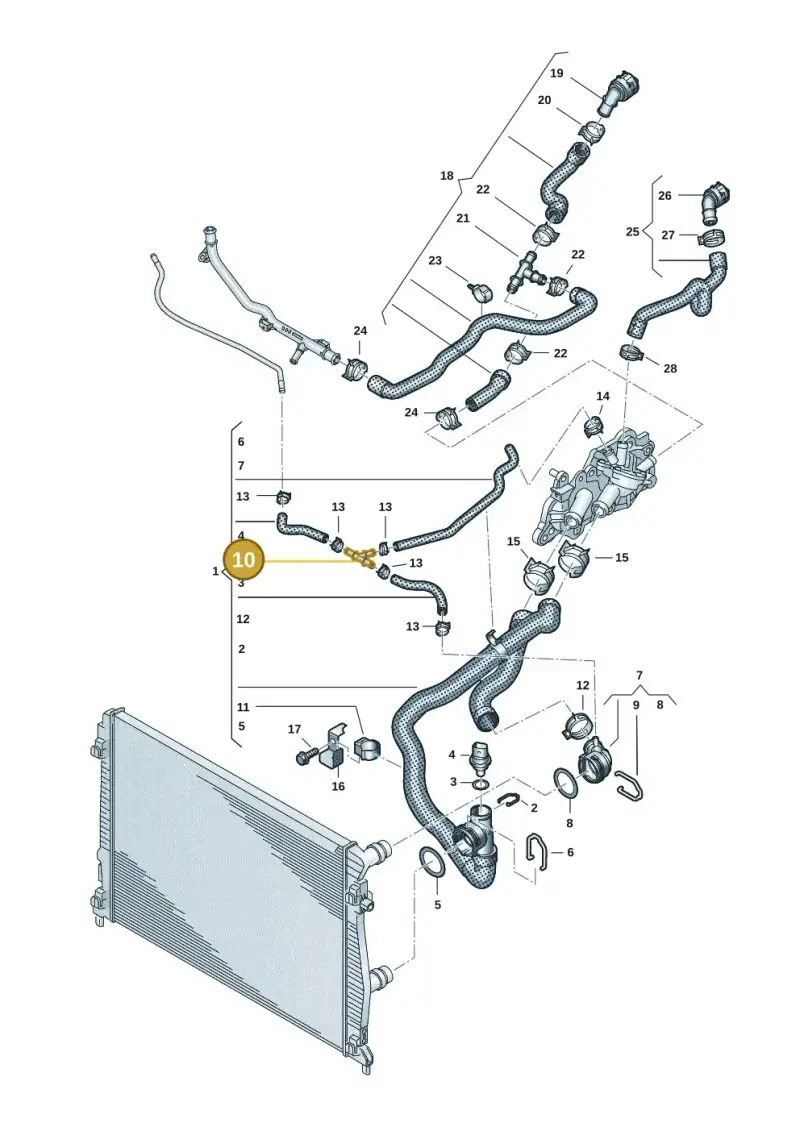 1K0121087B — Volkswagen Taigo (2021-2024) diagram 2f0121200, position 10
