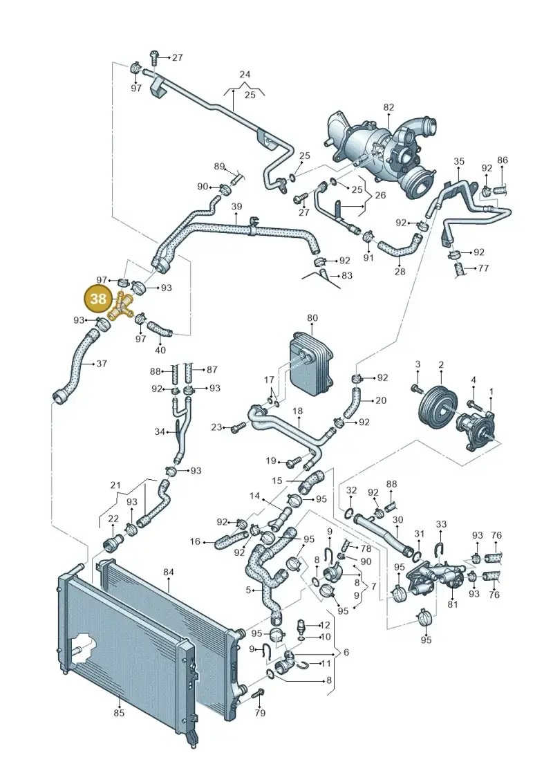 1K0121087P — Volkswagen Scirocco 2.0 (2014-2017) diagram 625121130, position 38
