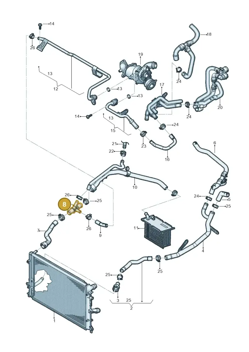 1K0121087P — Volkswagen Jetta 1.6 (2014-2018) diagram 789121013, position 8