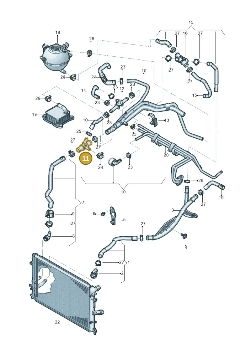 1K0121087P — Volkswagen Beetle (2016-2019) diagram 801121050, position 11