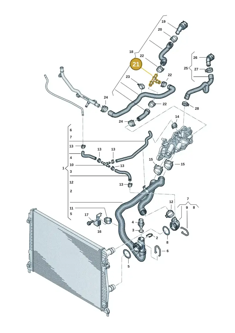 1K0121087Q — Volkswagen Taigo (2021-2024) diagram 2f0121200, position 21