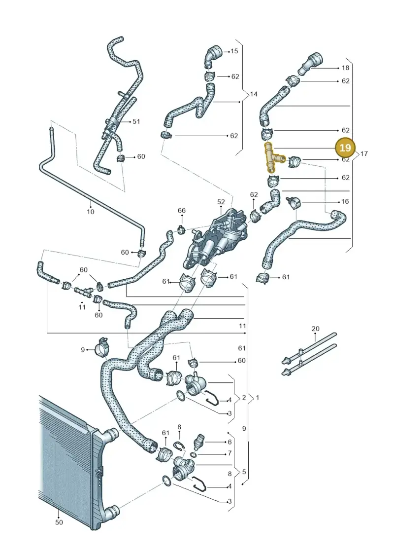 1K0121087Q — Volkswagen Golf 2.0 BlueMotion (2019-2024) diagram 780121220, position 19