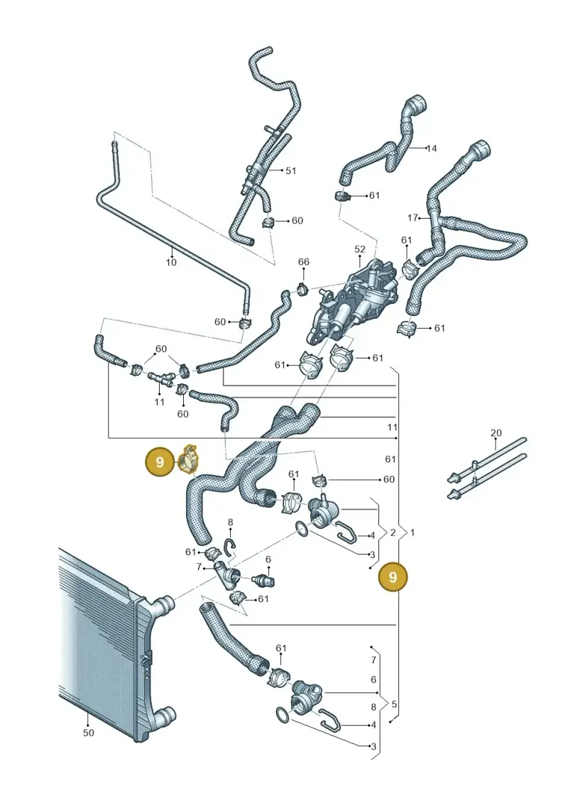 1K0121093B — Volkswagen Tiguan 4Motion (2011-2018) diagram 719121100, position 9