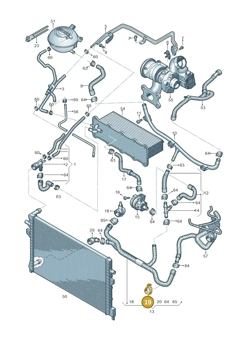 1K0121093B — Volkswagen Scirocco 2.0 (2014-2017) diagram 786121330, position 19