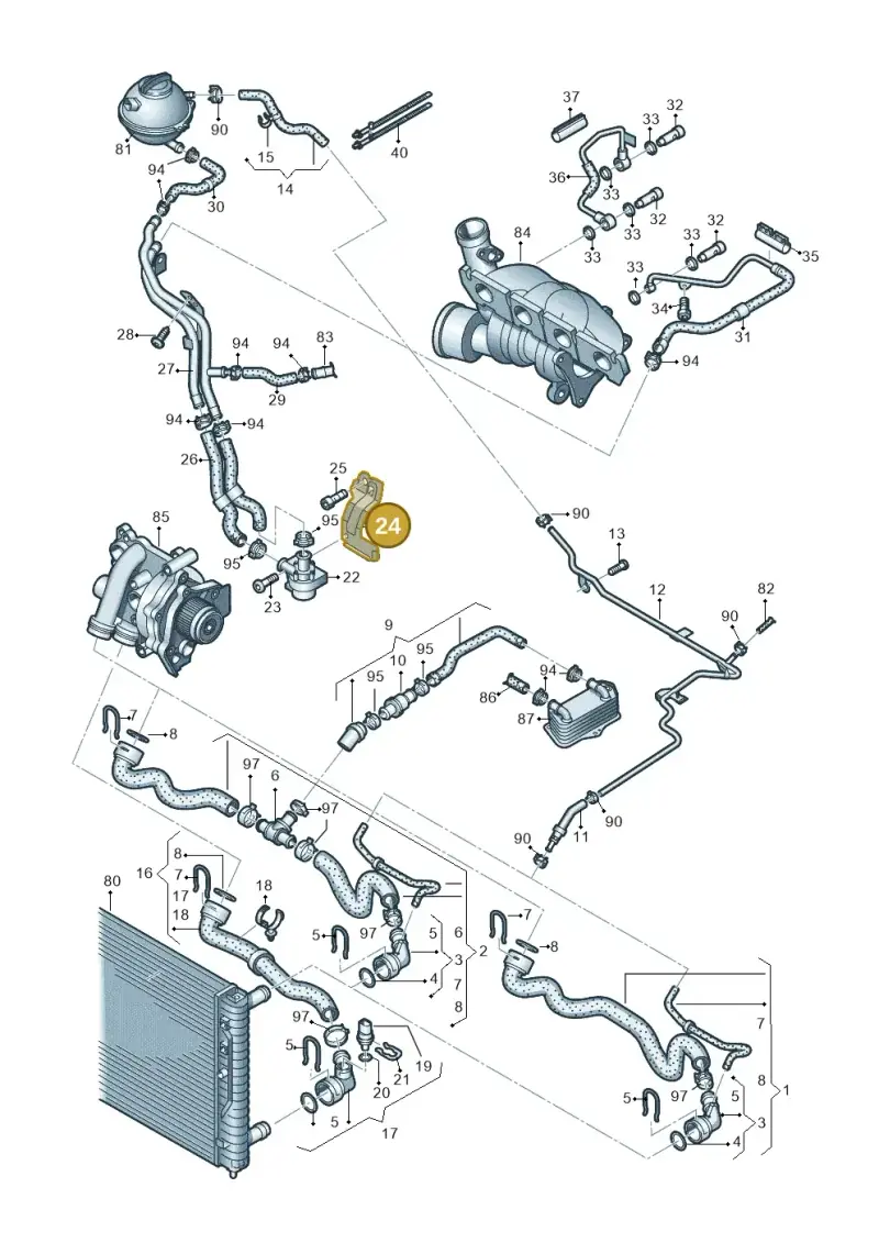1K0121093BH — Volkswagen Scirocco 2.0 (2014-2017) diagram 649121240, position 24