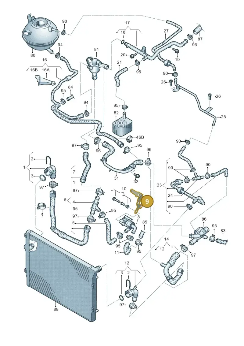 1K0121093BP — Volkswagen Golf Cabriolet (2011-2016) diagram 718121500, position 9