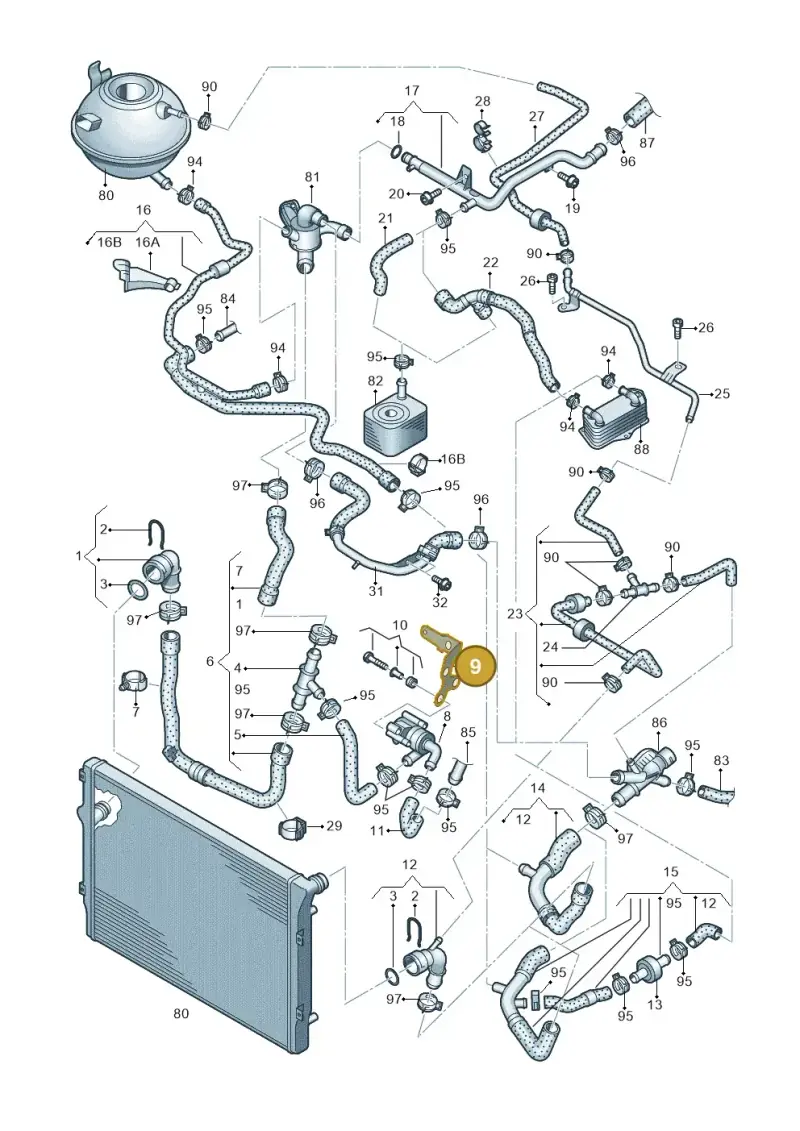 1K0121093BP — Volkswagen Tiguan 4Motion (2011-2018) diagram 719121600, position 9
