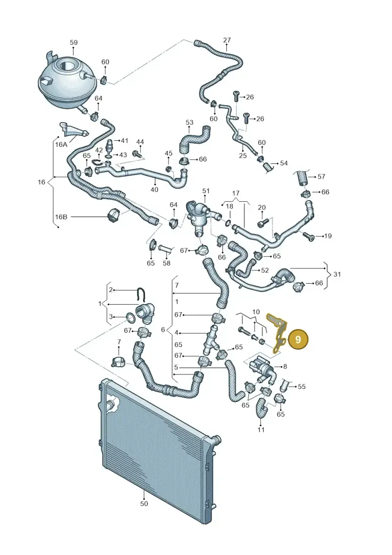 1K0121093BP — Volkswagen Caddy kombi (2015-2020) diagram 866121350, position 9