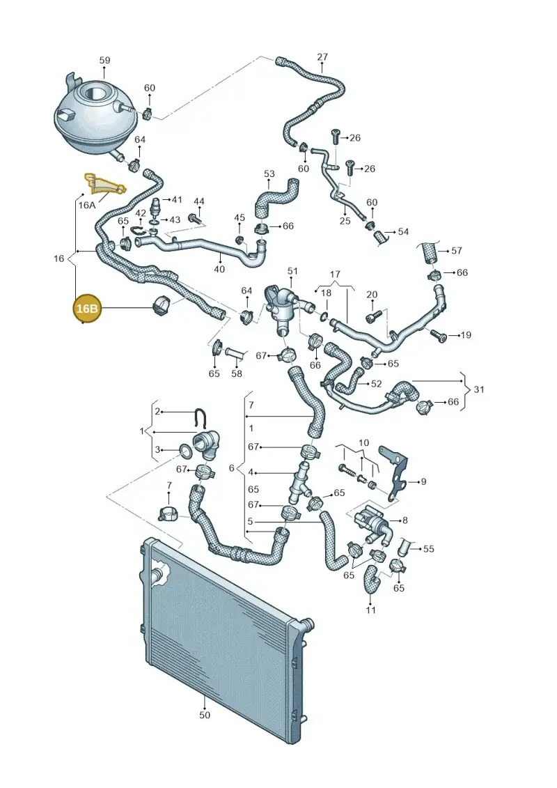 1K0121093CB — Volkswagen Caddy kombi (2015-2020) diagram 866121350, position 16B