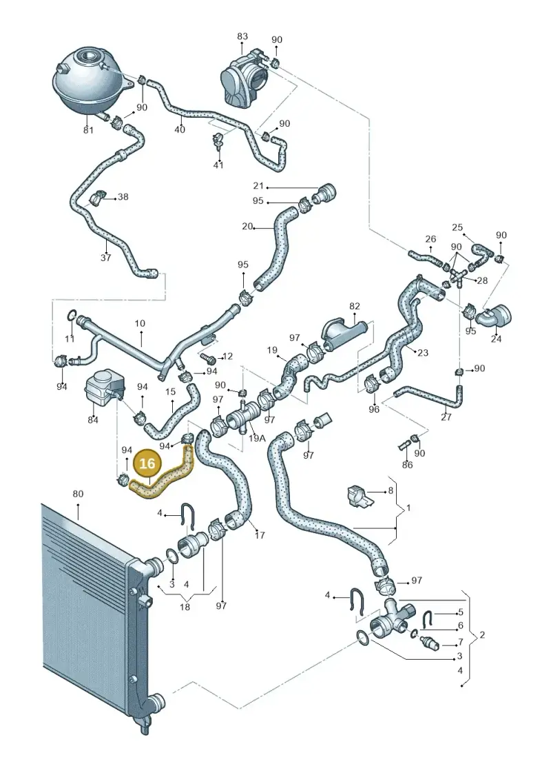 1K0121096AE — Volkswagen Caddy Maxi Kombi (2010-2015) diagram 690121200, position 16