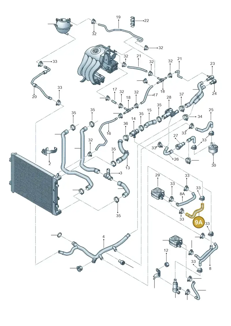 1K0121096AE — Volkswagen Jetta (2014-2017) diagram 692121510, position 9A