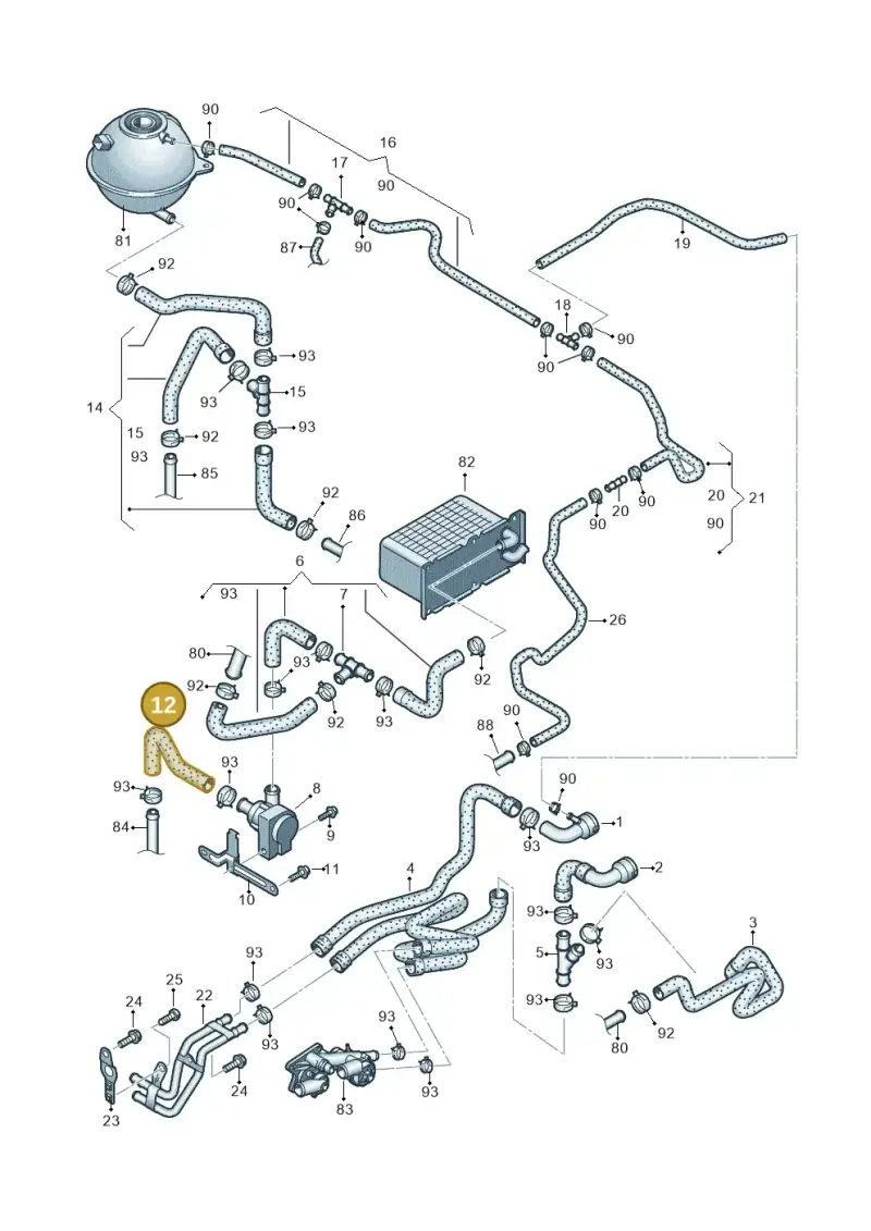 1K0121096BE — Volkswagen Golf estate (2009-2013) diagram 625121140, position 12