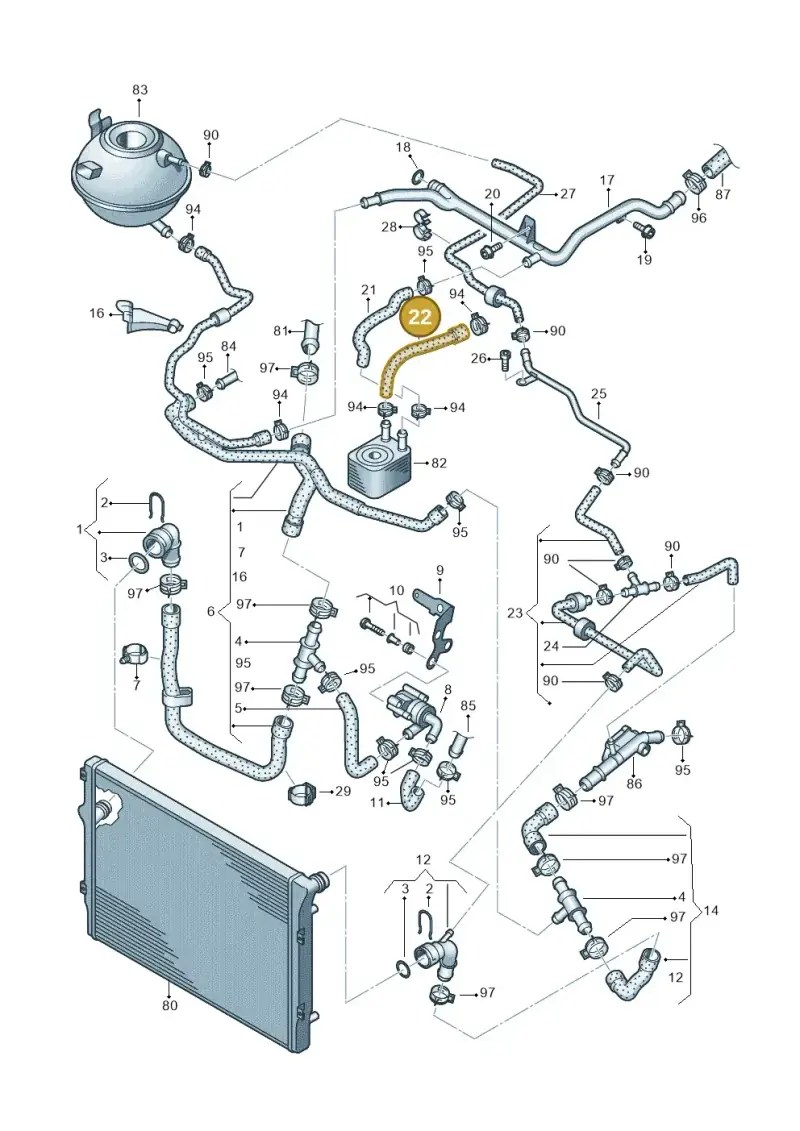 1K0121096BR — Volkswagen TIGUAN                 08> (2007-) diagram 634121600, position 22