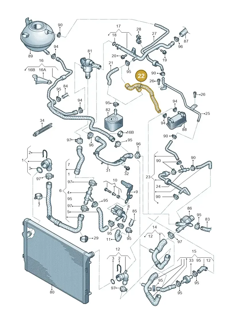 1K0121096BR — Volkswagen Golf estate (2009-2013) diagram 650121620, position 22