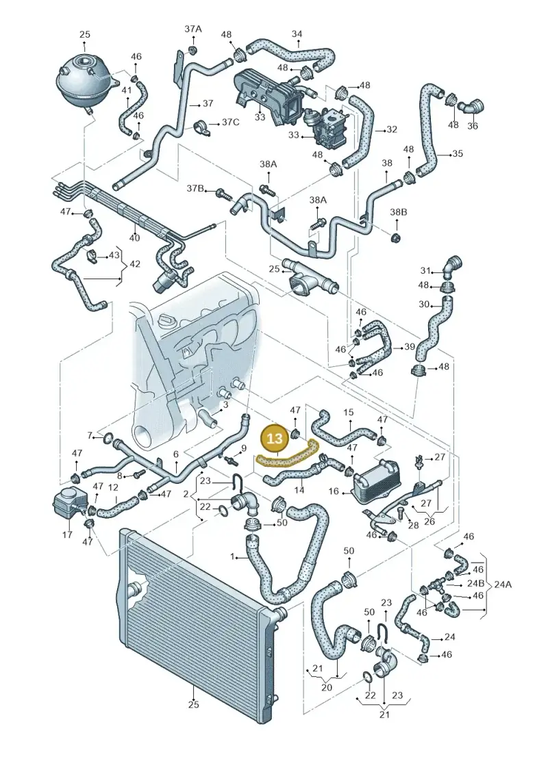 1K0121096C — Volkswagen Touran 1.9 (2008-2010) diagram 409121450, position 13