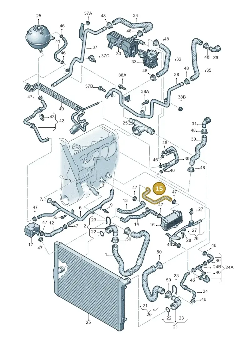 1K0121096R — Volkswagen Touran 1.9 (2008-2010) diagram 409121450, position 15