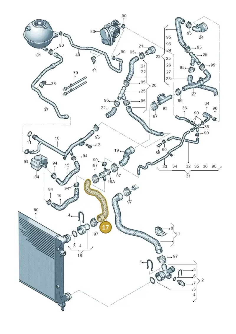 1K0121101BS — Volkswagen Caddy Maxi Kombi (2010-2015) diagram 690121210, position 17