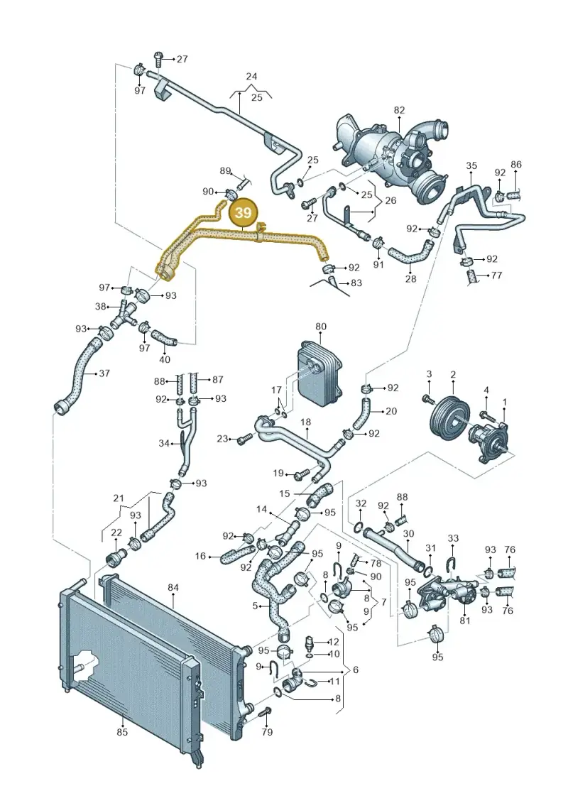 1K0121101CK — Volkswagen Scirocco 2.0 (2014-2017) diagram 625121130, position 39
