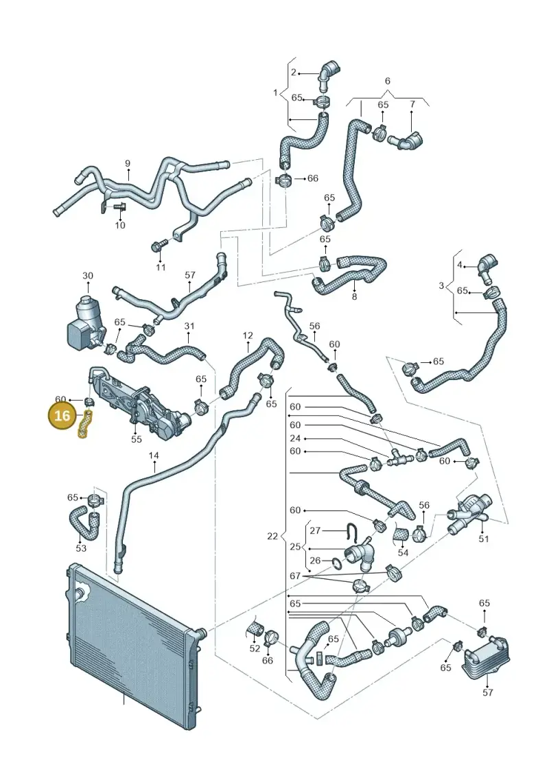 1K0121101CP — Volkswagen Caddy kombi (2015-2020) diagram 866121380, position 16