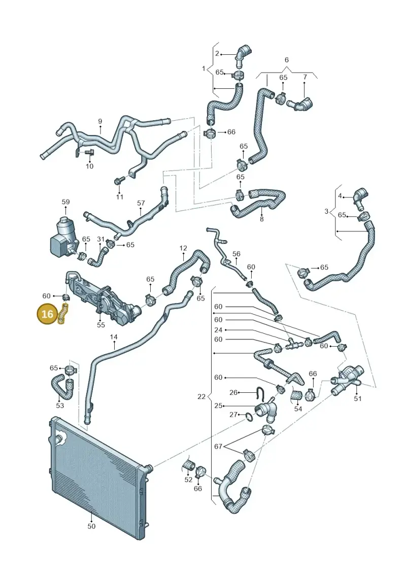 1K0121101CP — Volkswagen Caddy kombi (2015-2020) diagram 866121360, position 16
