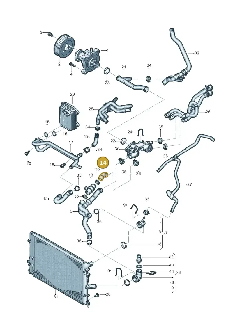 1K0121101CQ — Volkswagen Jetta 1.6 (2014-2018) diagram 789121020, position 14