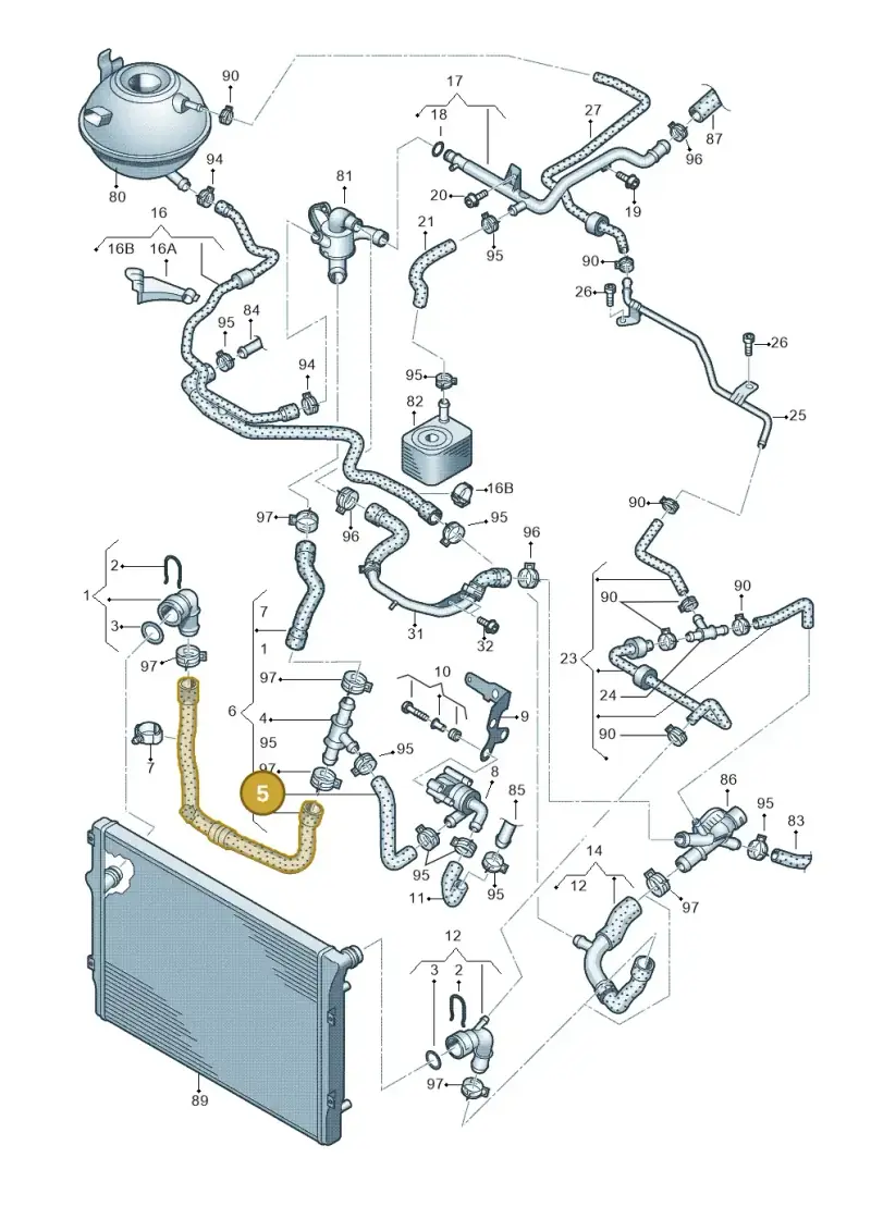 1K0121101DB — Volkswagen Golf Cabriolet (2011-2016) diagram 718121500, position 5