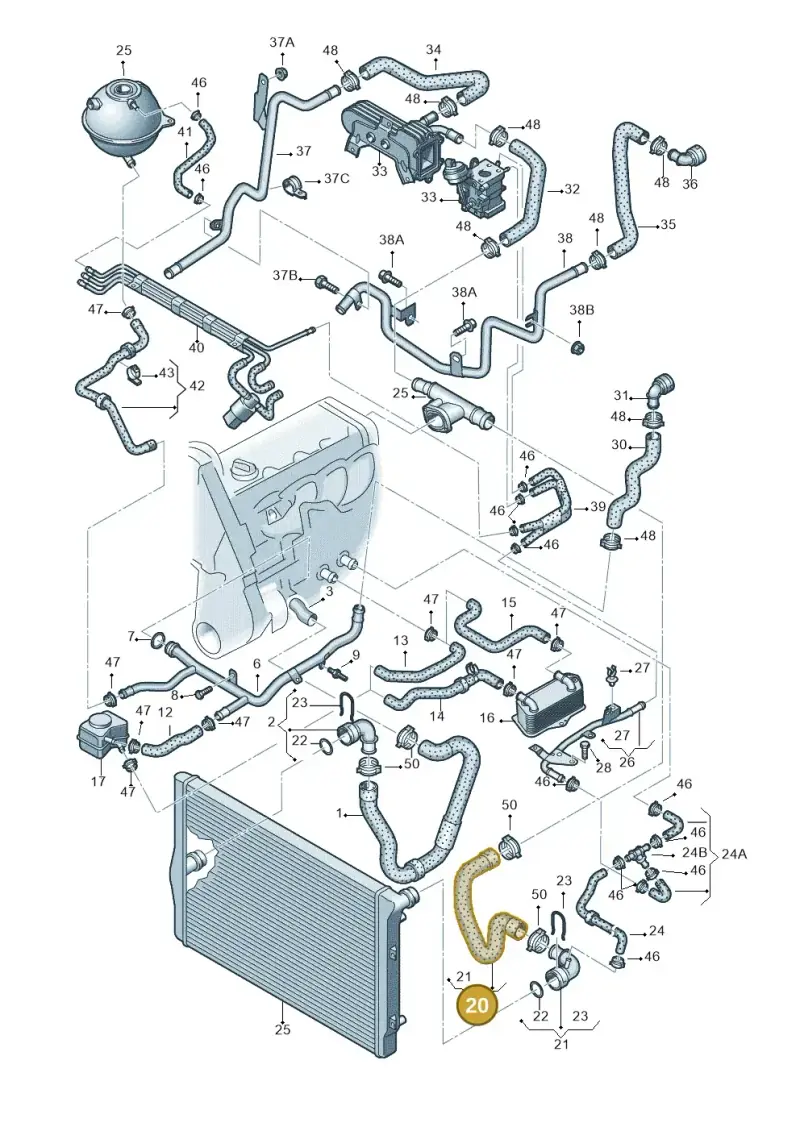 1K0121156AF — Volkswagen Touran 1.9 (2008-2010) diagram 409121450, position 20