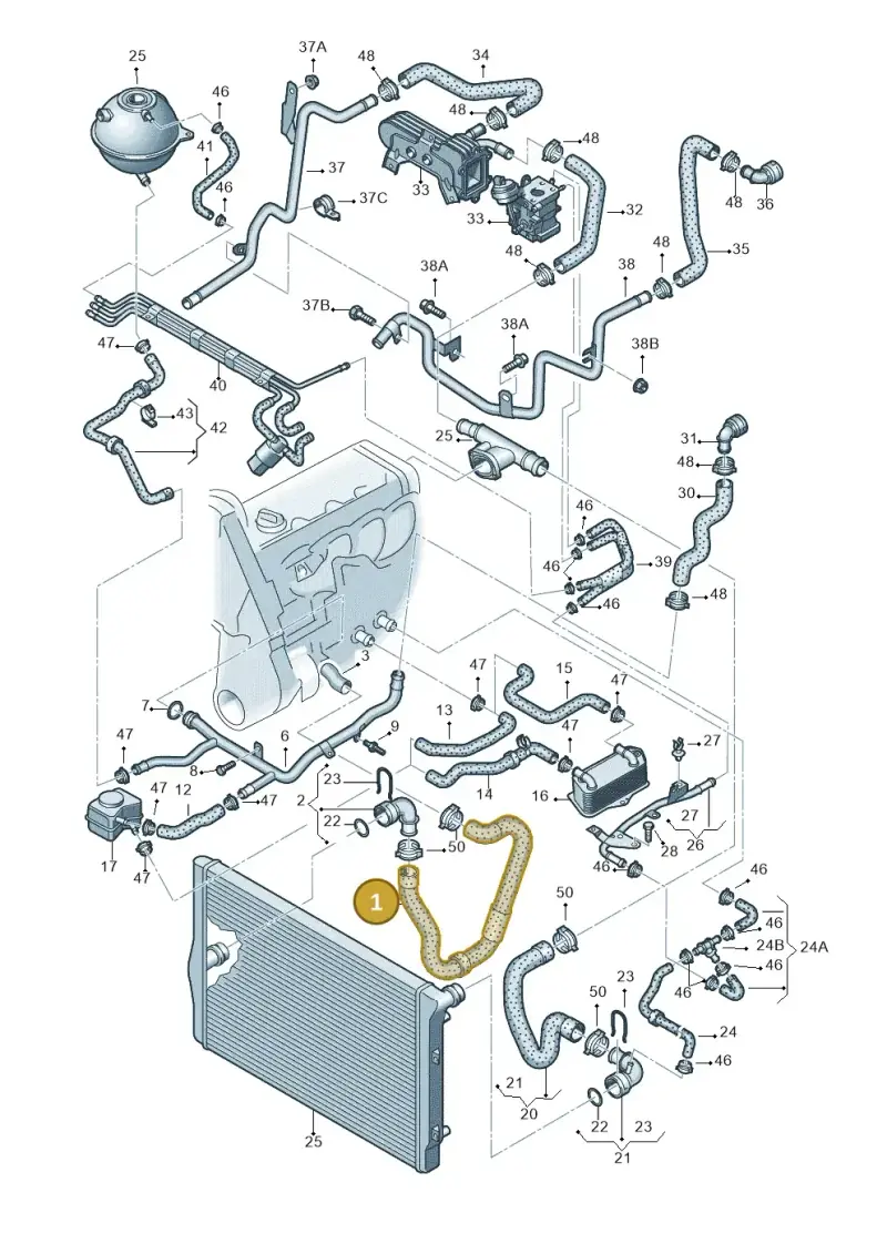 1K0121156DN — Volkswagen Touran 1.9 (2008-2010) diagram 409121450, position 1