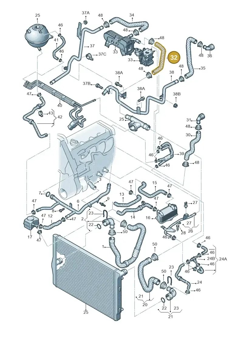 1K0121157BJ — Volkswagen Touran 1.9 (2008-2010) diagram 409121450, position 32
