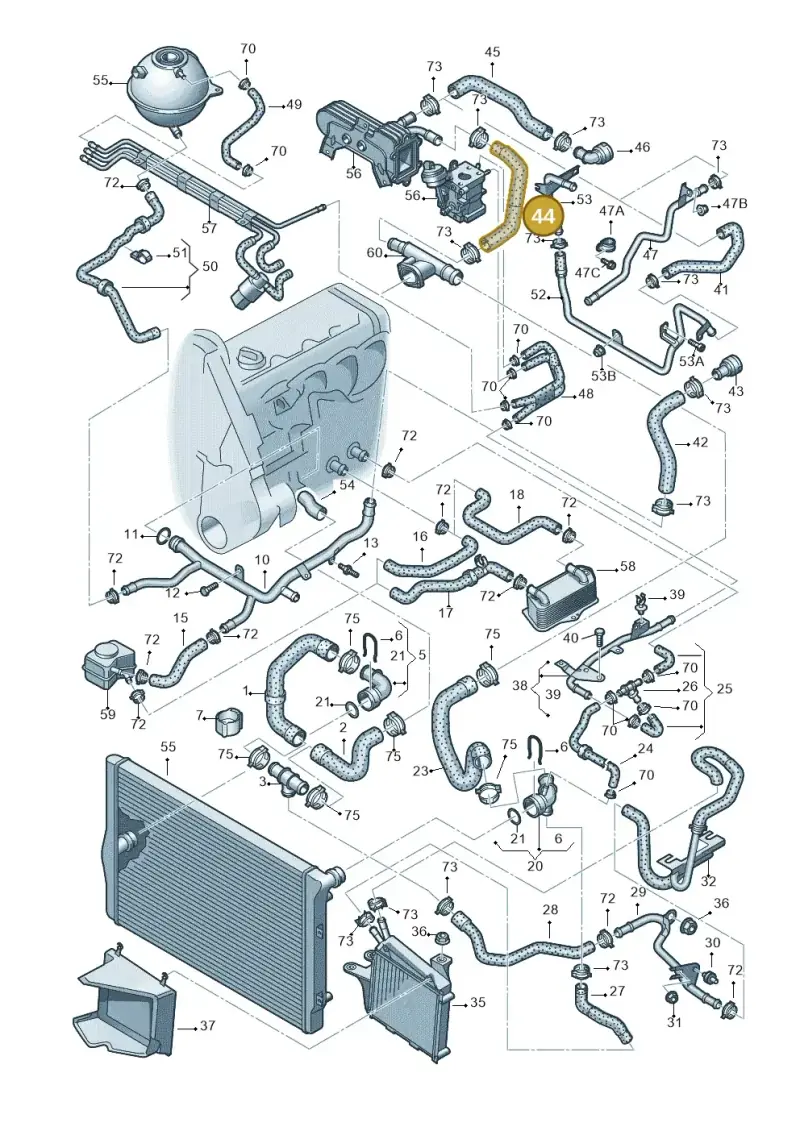 1K0121157BJ — Volkswagen Passat estate (2008-2011) diagram 460121450, position 44