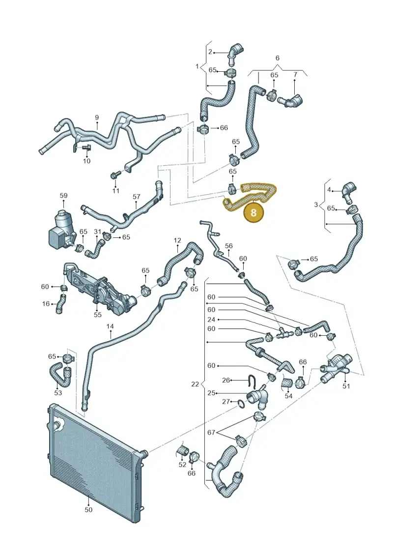 1K0121157EK — Volkswagen Jetta (2014-2017) diagram 866121360, position 8