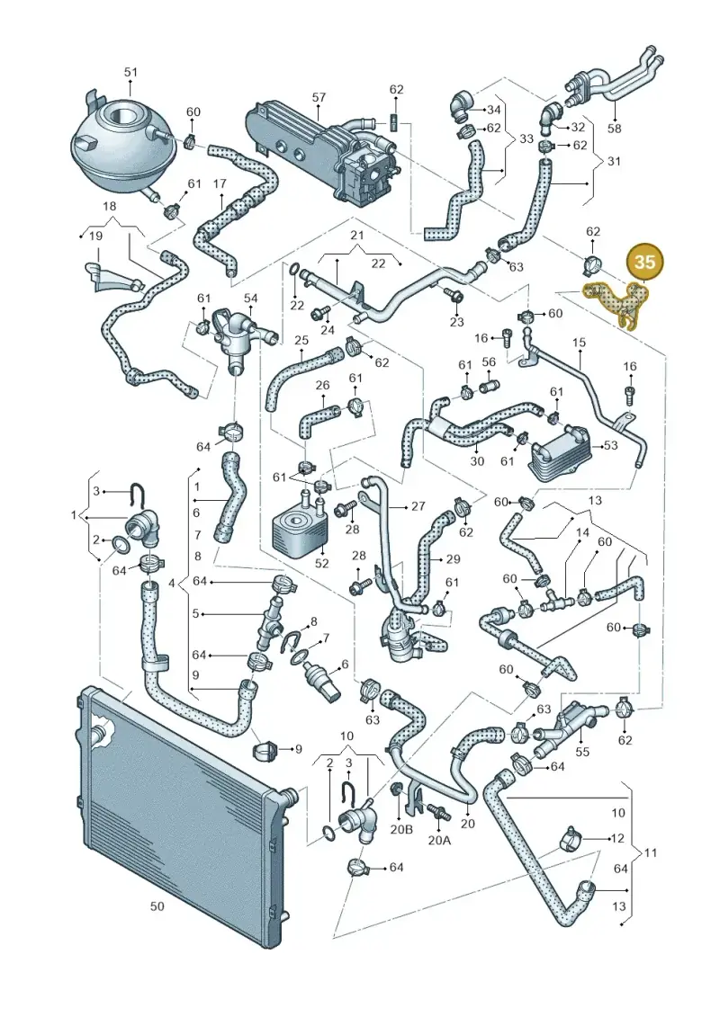 1K0121157EP — Volkswagen New beetle (2011-2016) diagram 646121340, position 35