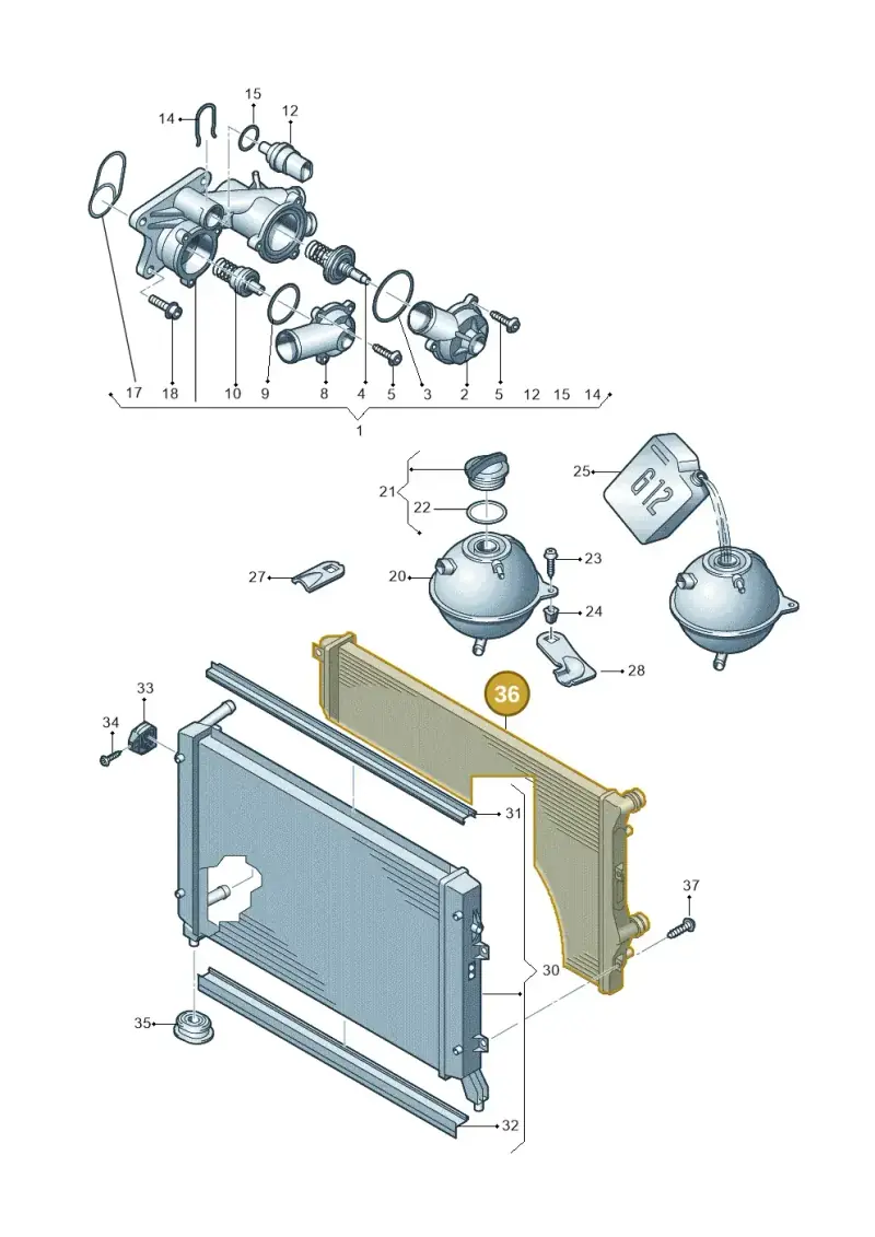1K0121253AA — Volkswagen Passat saloon (2010-2015) diagram 702121800, position 36