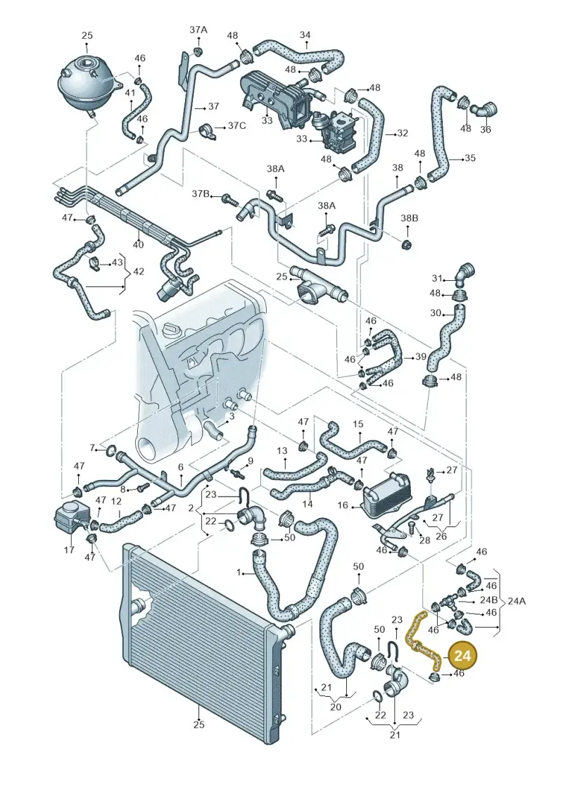 1K0121447AH — Volkswagen Touran 1.9 (2008-2010) diagram 409121450, position 24