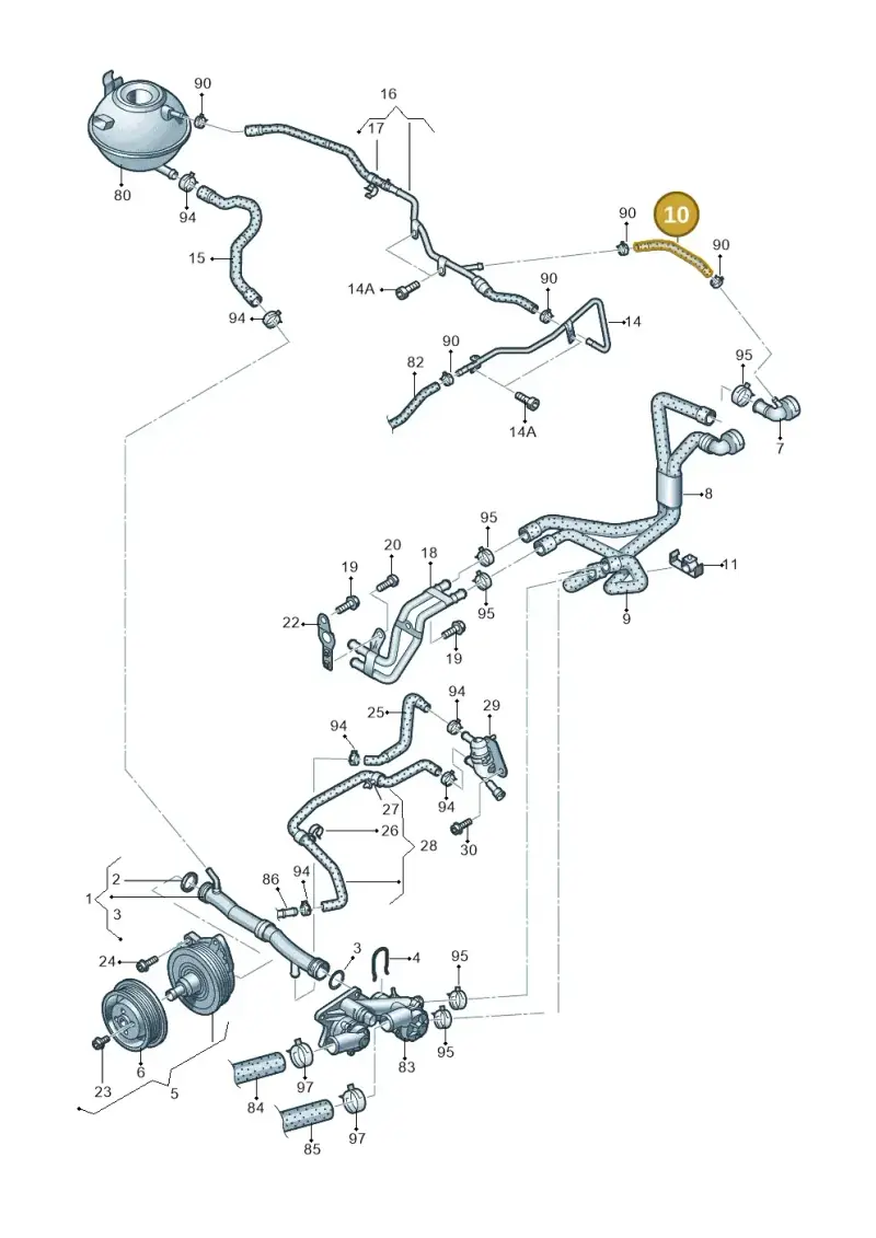 1K0121447CT — Volkswagen Passat CC (2011-2016) diagram 702121200, position 10