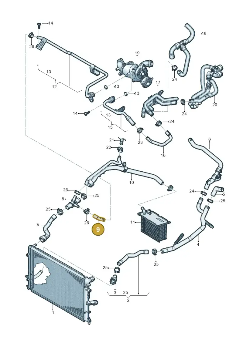 1K0121447EB — Volkswagen Jetta 1.6 (2014-2018) diagram 789121013, position 9