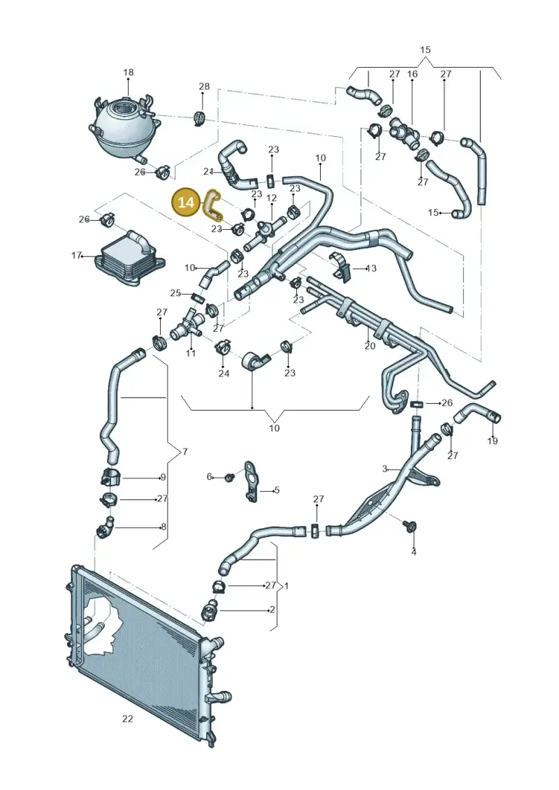 1K0121447EK — Volkswagen Beetle (2016-2019) diagram 801121050, position 14