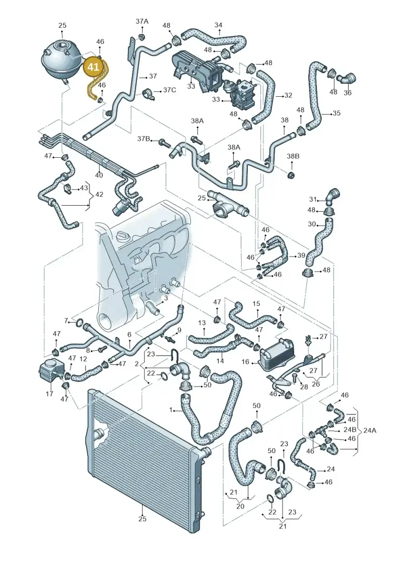 1K0121447S — Volkswagen Touran 1.9 (2008-2010) diagram 409121450, position 41