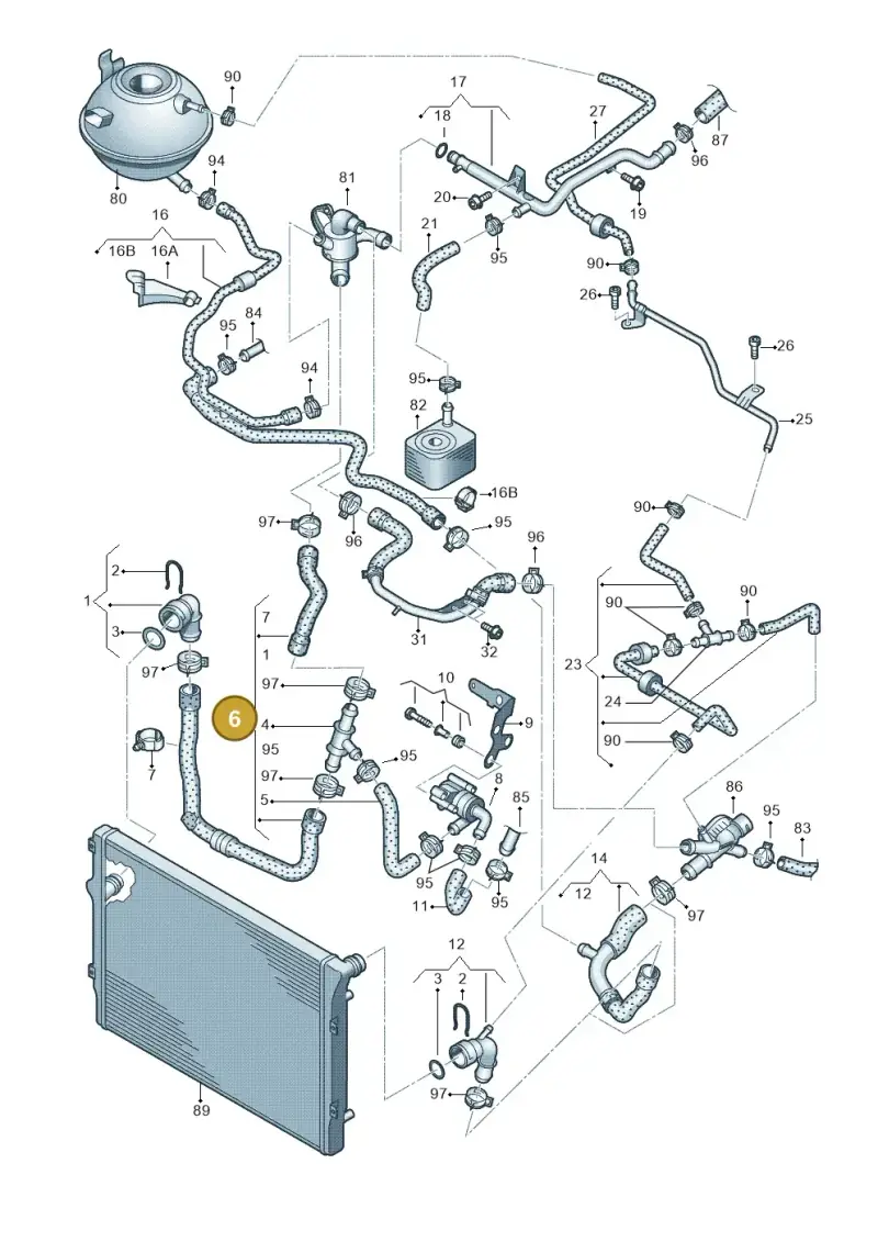 1K0122051HK — Volkswagen Golf Cabriolet (2011-2016) diagram 718121500, position 6